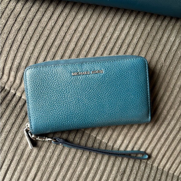 Michael Kors Teal Pebbled Leather Tote - Picture 5 of 6